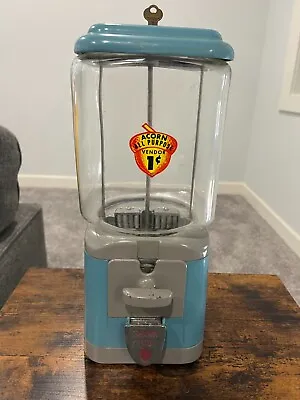 Oak Acorn 1-cent Gumball Dispenser - Vintage With Key • $175