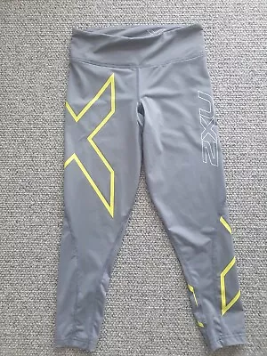 Ladies 2XU 3/4 Tights Small (8-10) Grey/Yellow VGC • $25