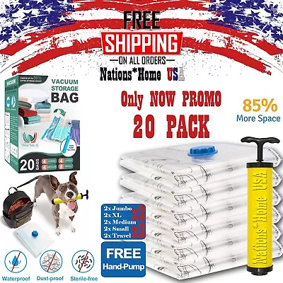 20 Pack Vacuum Storage Bags Bnbs Space Saver Bags For Clothes Vacum Sealer Bag • $27.19