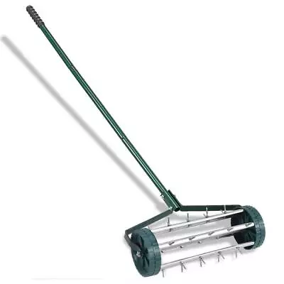 Garden Rolling Lawn Aerator 18 In. Steel Rubber Handle Rustproof Easy Grip • £82.49