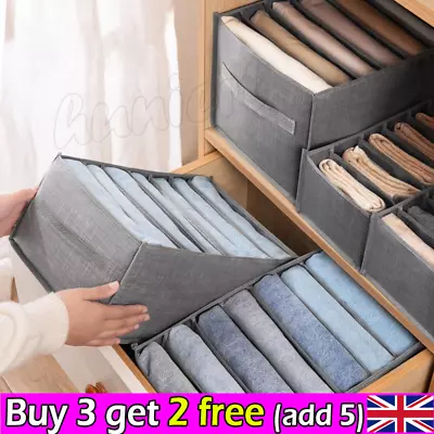 9Grids Clothes Storage Bag Jeans Pants Drawer Organizer Divider Boxes Foldable • £2.99