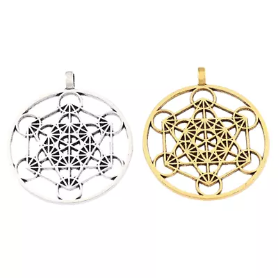 10 Silver/Gold Tone Large Archangel Metatron's Cube Symbol Round Charms Pendants • $6.95