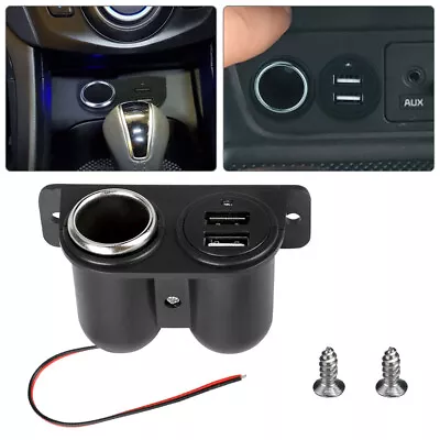 12V Car Cigarette Lighter Dual USB Power Outlet Socket Plug Adapter Parts Black • $16.49