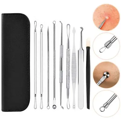 $8.25 • Buy 9pcs Blackhead Acne Comedone Pimple Blemish Extractor Remover Stainless Tool Kit