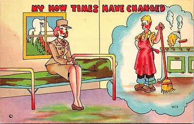 WWII WAC My How Times Have Changed Comic Humor Postcard • $9.99