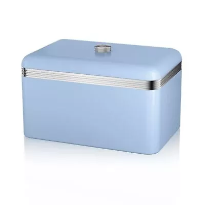 Swan SWKA1010BLN Retro Bread Bin In Blue • £25.99