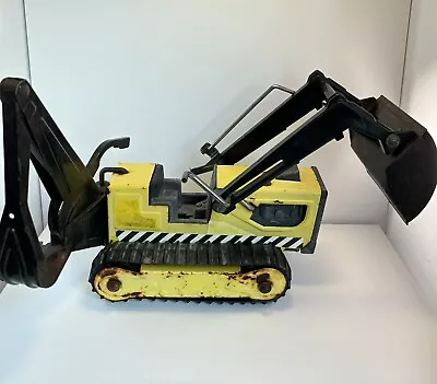 Vintage Tonka Yellow Trencher Backhoe Loader Pressed Steel Toy • $29.99