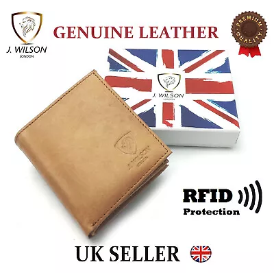 Designer Mens Leather Wallet RFID SAFE Contactless Card Blocking ID Protection • £5.59