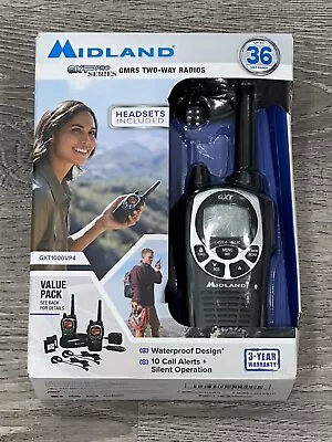 Midland GXT1000VP4 GMRS Walkie Talkie 2-Pack + Headsets And Charger • $70