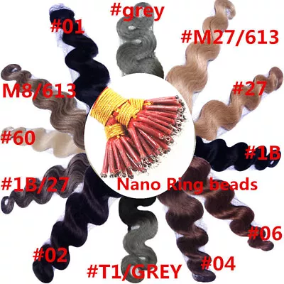 100s Pre Bonded Nanoring Stick Nano I Tip Wavy Human Remy Hair Extensions 20inch • $42.99