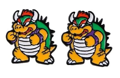 Bowser Cartoon Game Character Metal Enamel Stud Earrings • $7.99