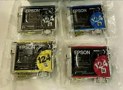 New Genuine Epson 124 4PK Ink Cartridges WorkForce 320 WorkForce 323 In Bag • $23.99