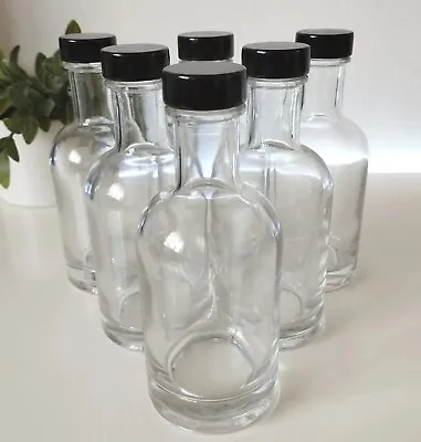 Home Preserving Clear Glass 250ml Bottle X6 With Black Screw Lids • £11.99