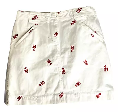 J. Crew Fun Lobster White Denim  Mini Skirt Pockets Belt Loops Size 2 Ivory • $28.88