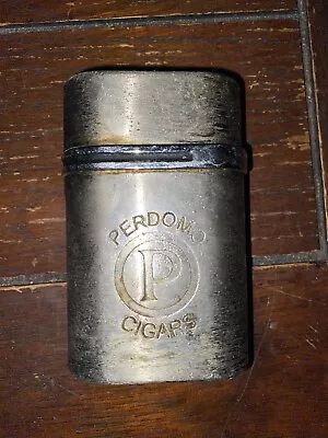 Vintage Vector Lighter W/ PERDOMO CIGARS Logo Gray Silver Finish Used • $24.99