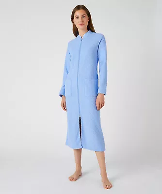 Zip Front Dressing Gown Damart Women Nightwear High Collar Long Sleeves • £39