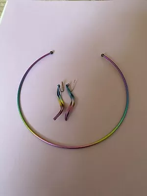 Rainbow Titanium Choker & Earrings • £4