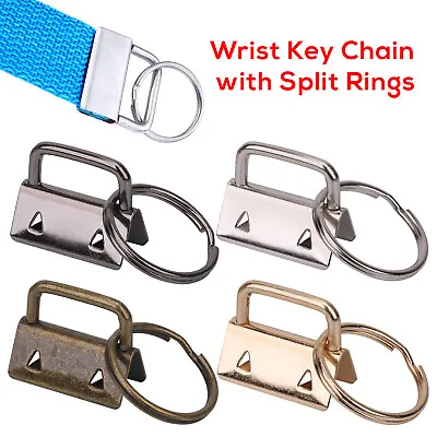 £3.45 • Buy 5/10/20/50pcs Key Fob Hardware Keychain Split Ring Wrist Lets Keyring Tail Clip