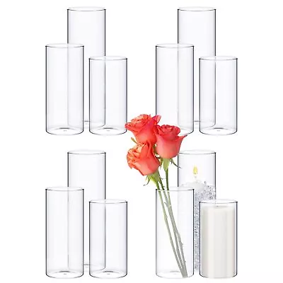 Glass Cylinder Vases Clear Glass Flowers Vase Decorative Floating Candles Hol... • $75.61