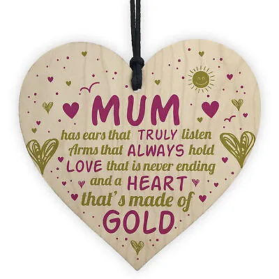 MUM PLAQUE Mothers Day Gift Heart Wooden Gift Love Sign Gift For Mum Birthday • £3.99