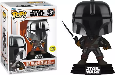 $39.90 • Buy Star Wars: The Mandalorian - The Mandalorian With Darksaber Chrome Glow Pop! Vin