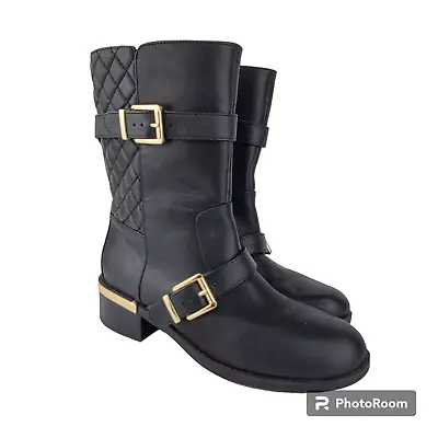 Vince Camuto Moto Boots Wilamena Black Leather • $58.30