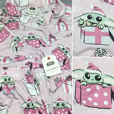 2pc Slumber Munki Christmas Baby Yoda Women Pajama Lounge Set Pink Present S M L • $47.49