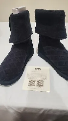 KIDS UGG AUSTRALIA CARDY LATTICE BOOTS Black Size 5 KIDS BRAND NEW • $89