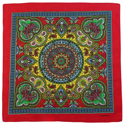 Bandana Moroccan Paisley On Red 1pce 54cm 100% Cotton Head Wrap Scarf • $3.88