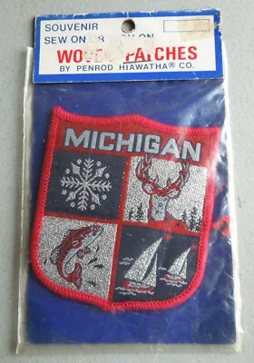  MICHIGAN ~ Fishing ~ Hunting ~ Boating ~ Vintage MIP Sportsmen Souvenir PATCH  • $10.95