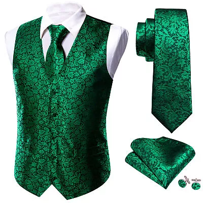 NEW Men's Paisley Design Dress Vest And Neck Tie Hankie Set For Suit Or Tuxedo • $21.99