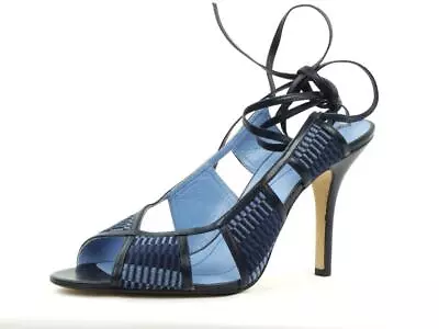 NEW MAX STUDIO Sz 9 M Strappy Stiletto Heels Leather & Fabric Cutouts Wraparound • $79