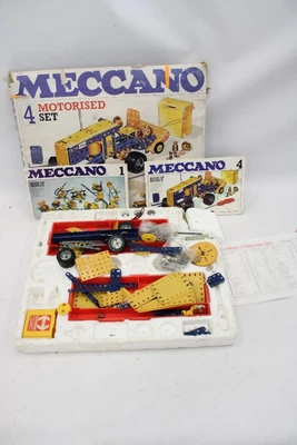 £6.99 • Buy Vintage MECCANO Motorized Set 4 Late 70's Construction Boxed Incomplete Worn A14