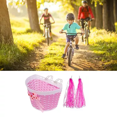 Girl Kids Bike Basket Handwoven Handlebar Tassel With Streamer Bowknot Scooter • $15.10