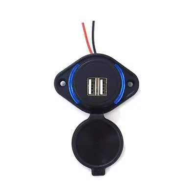  Phone Charge Socket Interior Parts W/Blue LED Car Charger Dual USB Port Adapter • $10.70