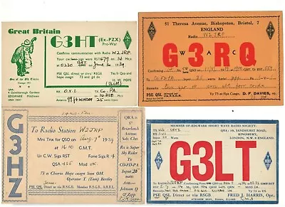 Four Vintage England QSLs – G3RQ (1939) G3LT (1939) G3HZ (1939) G3HT (1939) • $9.95