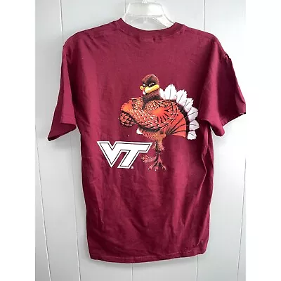 Virginia Tech VT Hokie Bird Maroon Shirt Gildan Heavy Cotton • $10