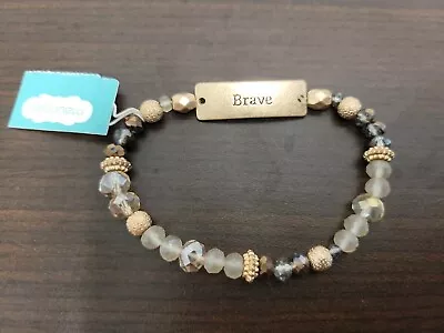 Maurices NWT Goldtone Beaded  Brave  Faceted Stretch Bracelet  • $8