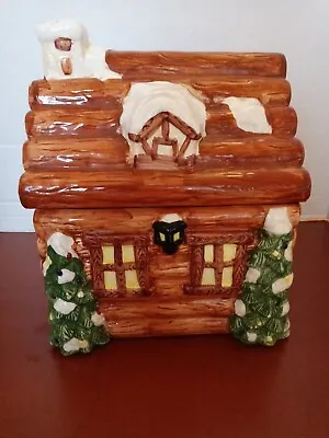 Log Cabin Christmas Cookie Jar • $22