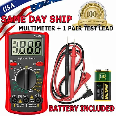 LCD Digital Multimeter Voltmeter Ammeter Ohmmeter Volt AC DC Tester Leads Meter • $8.95