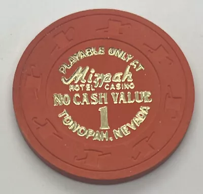 Mizpah Hotel Casino 1 No Cash Value Chip Tonopah Nevada Orange H&C 1984 • $7.77