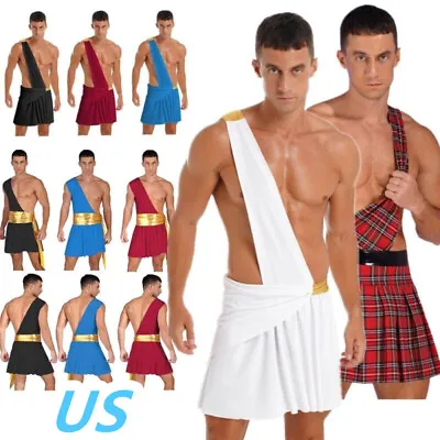 US Mens Ancient Greek Mythology God Costume Halloween Toga Cosplay Fancy Dress  • $17.16