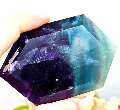 *SALE* Rainbow Fluorite Crystal Hexagon Shape Diamond  Uplifting Joy Intellect  • £20