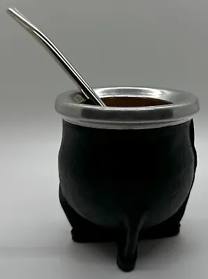 Mate Wooden Cup With Simulated Leather Wrap - Complete Kit With Straw • $12