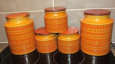 Vintage 1970`s Hornsea Saffron Tea Coffee Sugar + 2 Flour Jars • £35