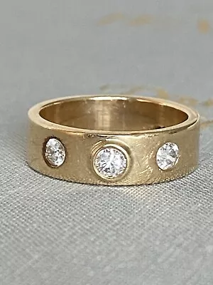 Wide Band 9ct Gold  & Diamond Gypsy Ring* Size O* 6g • $657.67