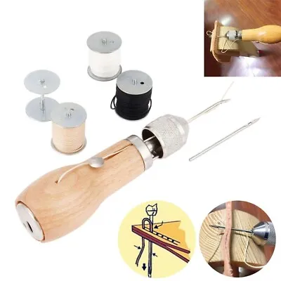 Household Leather Craft Tool Automatic Lock Stitching Sewing Awl Needle Thread • $4.68