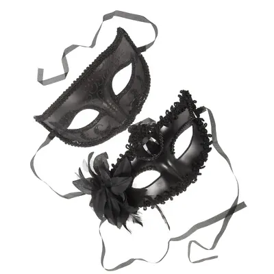 2 Pcs Chic Carnival Couple Masquerade Mask Costume Mask For Women Men • £6.54