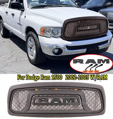 For Dodge Ram 1500 2002 2003 2004 2005 Front Grille Grill W/Letters & LED Black • $209.98