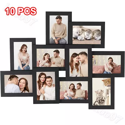 10 Pack Photo Frames 6x4 Multi Black Picture Frames Wall Mount Certificate Frame • £11.59